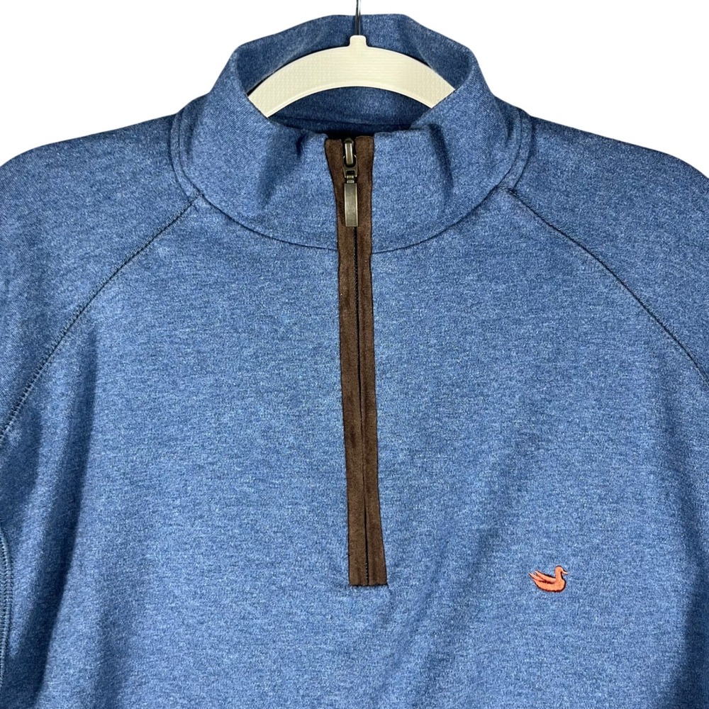 Southern Marsh Quarter Zip Pullover Mens M Blue Heathered Cotton Golf Casual